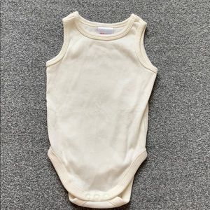 Hanna Andersson Cream Ribbed Tank Bodysuit